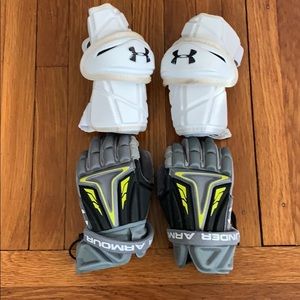 Under armor  lacrosse gloves and elbow pads